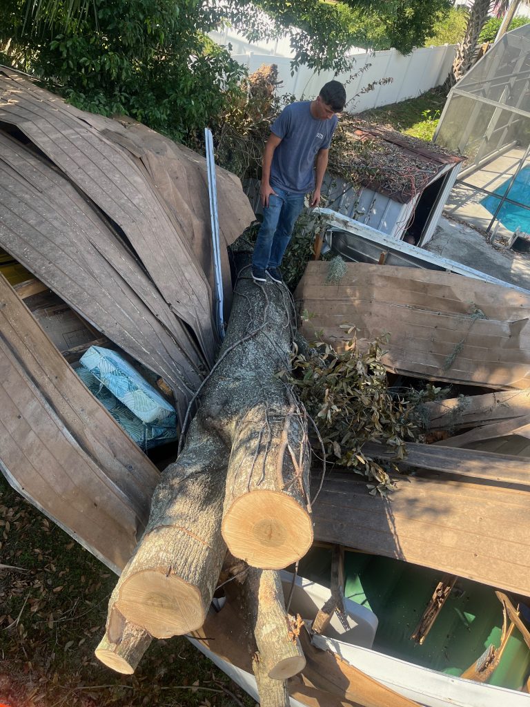 Emergency response by SES Tree Services in Atlanta, GA: Quick and professional removal of trees fallen on houses.